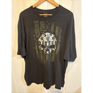 Harley-DavidsonHD  Mens 3XL XXXL Black T-Shirt Patriotic Skull & Flag Delaware